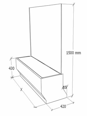 Glass screen with bench Glass screen with bench